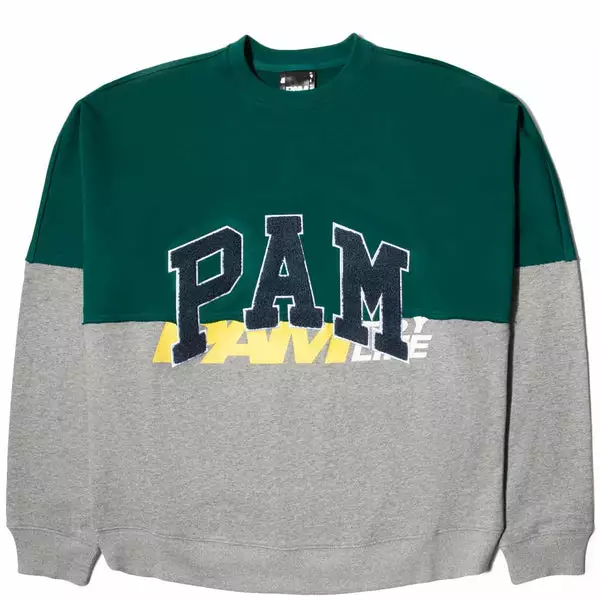 Perks And Mini PAM HALF WAY CREW NECK SWEAT SPRUCE/GREY 3 Perks And Mini PAM HALF WAY CREW NECK SWEAT SPRUCE/GREY