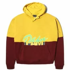 Perks And Mini S. LOOPS HALFWAY HOODED SWEAT YELLOW/BURGUNDY
