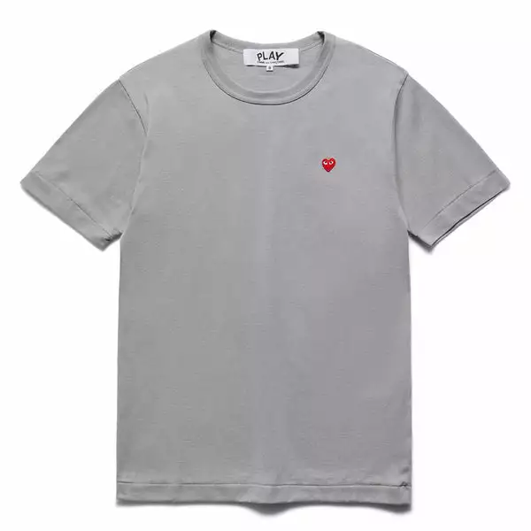 Comme Des Garçons Play SMALL RED HEART T-SHIRT GREY 3 Comme Des Garçons Play SMALL RED HEART T-SHIRT GREY