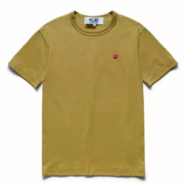Comme Des Garçons Play SMALL RED HEART T-SHIRT OLIVE 3 Comme Des Garçons Play SMALL RED HEART T-SHIRT OLIVE