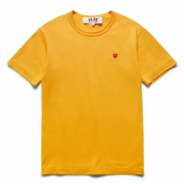 Comme Des Garçons Play SMALL RED HEART T-SHIRT YELLOW 3 Comme Des Garçons Play SMALL RED HEART T-SHIRT YELLOW