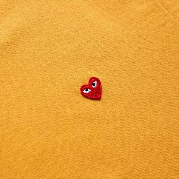 Comme Des Garçons Play SMALL RED HEART T-SHIRT YELLOW 5 Comme Des Garçons Play SMALL RED HEART T-SHIRT YELLOW - Image 3