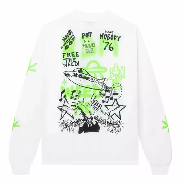Real Bad Man FREE THE WEED L/S TEE WHITE 4 Real Bad Man FREE THE WEED L/S TEE WHITE - Image 2