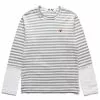 Comme Des Garçons Play STRIPED WHITE SLEEVE T-SHIRT GREY/WHITE -Bottoms Sales Store commedesgarconsplaySTRIPEDWHITESLEEVEMENST SHIRTGREYWHITESP1T320 1 grande