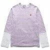 Comme Des Garçons Play STRIPED WHITE SLEEVE T-SHIRT PURPLE/WHITE -Bottoms Sales Store commedesgarconsplaySTRIPEDWHITESLEEVEMENST SHIRTPURPLEWHITESP1T320 1 grande