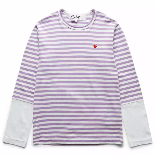 Comme Des Garçons Play STRIPED WHITE SLEEVE T-SHIRT PURPLE/WHITE 3 Comme Des Garçons Play STRIPED WHITE SLEEVE T-SHIRT PURPLE/WHITE