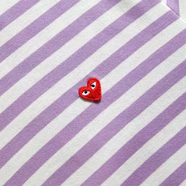 Comme Des Garçons Play STRIPED WHITE SLEEVE T-SHIRT PURPLE/WHITE 5 Comme Des Garçons Play STRIPED WHITE SLEEVE T-SHIRT PURPLE/WHITE - Image 3