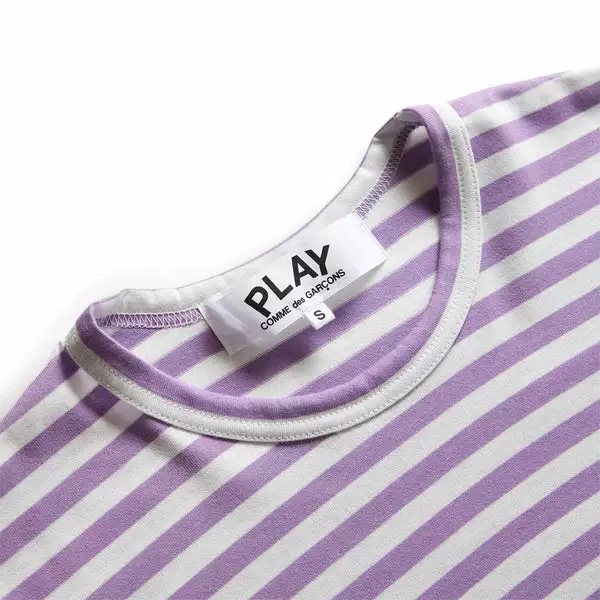 Comme Des Garçons Play STRIPED WHITE SLEEVE T-SHIRT PURPLE/WHITE 6 Comme Des Garçons Play STRIPED WHITE SLEEVE T-SHIRT PURPLE/WHITE - Image 4