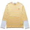 Comme Des Garçons Play STRIPED WHITE SLEEVE T-SHIRT YELLOW/WHITE -Bottoms Sales Store commedesgarconsplaySTRIPEDWHITESLEEVEMENST SHIRTYELLOWWHITESP1T320 1 grande