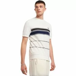 Fred Perry STRIPED TOWELLING T-SHIRT SNOW WHITE -Bottoms Sales Store fredperrySTRIPEDTOWELLINGT SHIRTSNOWWHITEXXLM8802 4 grande