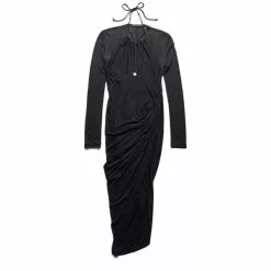 Helmut Lang LONG-SLEEVE HALTER DRESS BASALT BLACK - YVM