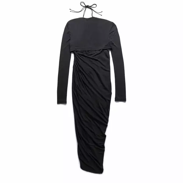 Helmut Lang LONG-SLEEVE HALTER DRESS BASALT BLACK - YVM 4 Helmut Lang LONG-SLEEVE HALTER DRESS BASALT BLACK - YVM - Image 2