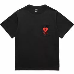 X-Girl HEART EMBROIDERY POCKET S/S TEE BLACK