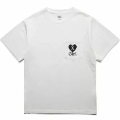 X-Girl HEART EMBROIDERY POCKET S/S TEE WHITE