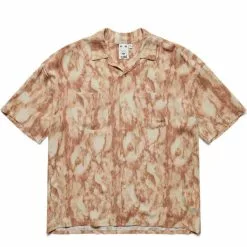 X-Girl MARBLE PRINT OPEN COLLAR SHIRT BROWN